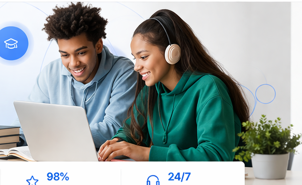 Deux jeunes apprenants travaillent ensemble devant un ordinateur.